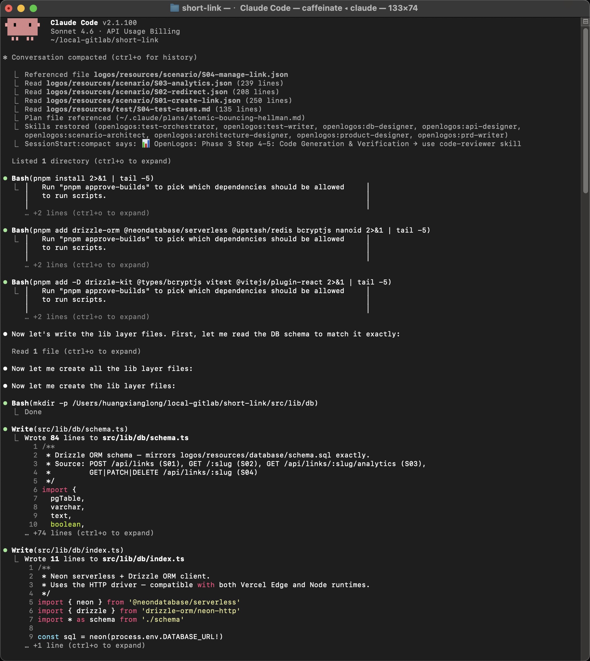 AI reads DB schema and writes Drizzle ORM schema.ts matching it exactly